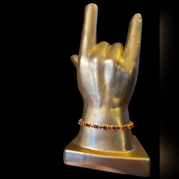 Vintage Necklace & Bracelet Set Gold With Red Stones - Picture 6 of 12